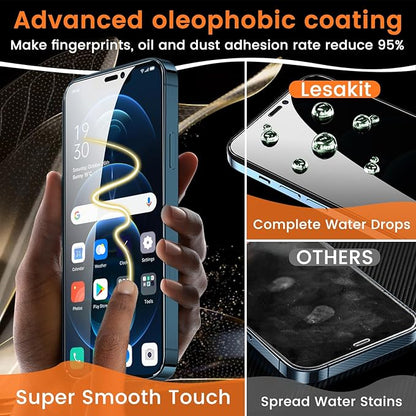 3+3 Pack Privacy Screen Protector for iPhone 12 Pro Max 6.7-Inch with 3 Pack Camera Lens Protector, Anti Spy Tempered Glass Film 9H Hardness Bubble Free Case Friendly