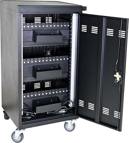 Laptop Charging Cart, Laptop Storage Cart with 45-Bay, Mobile Charging Cabinet for iPads up to 16.3", Chromebook Devices, Cord Management, Access Lock.School,Business.Black