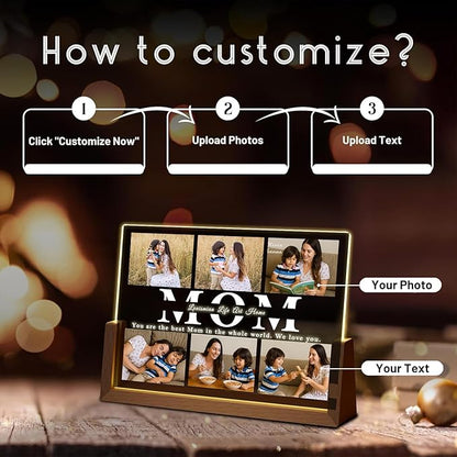 LOUISMIAA Customized Picture Frames with Night Light,Decorative Plaque Anniversary Birthday Mother’s Day Father’s Day Valentine’s Personalized Gifts for Boyfriend Girlfriend Couple Same Day Shipping