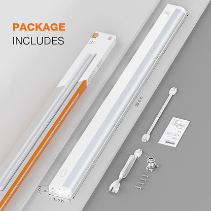 36inch Linkable Under Cabinet Lighting Hardwired Plug-in, Wired led Under Cabinet Lights with 5 CCT (2700/3000/3500/4000/5000) & Dimmable, Under Counter Lights for Kitchen, 18W, 1800LM, 1 Pack