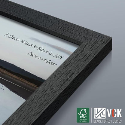VCK 18x24 Poster Frames Black Set of 6, Wide Border Wood Picture Frame, Multi-Directional Display Family Photos, Office Prints, Studio/Gallery Artwork, Woodgrain Series, Wall Hanging