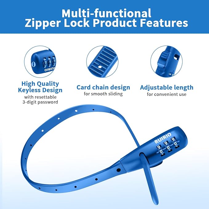 Zip Tie Lock Adjustable Cable Lock for Kids Bike, Helmet, Fridge Cabinets, Drawers, Fences, Toolboxes, Bike Rack, Suitable for Adult, Child, Kid, Baby 1 Pack (Blue)