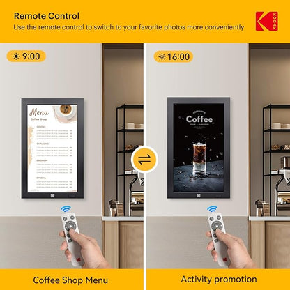KODAK 17.3" X-Large WiFi Digital Picture Frame - 1920x1080 FHD IPS Display with 32GB Storage, Auto-Rotate, Remote Control, Wall Mountable, Compatible with Alexa, for Family
