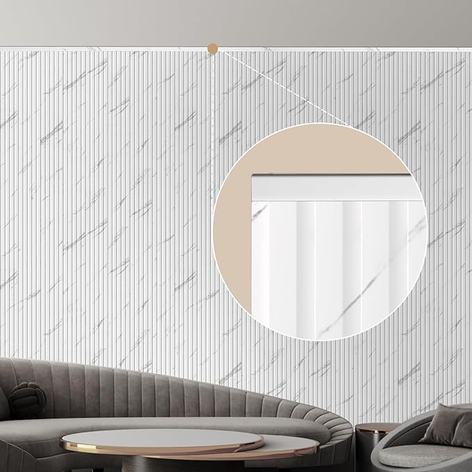 OUZUGIE 8-Pack 57 Inches, WPC Slat Wall Panel Trim,Corner Guard for Low Grille (White)