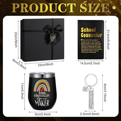 6 Pcs School Counselor Appreciation Gifts for Men Counselor Thank You Gifts 12 oz Stainless Steel Cup Socks Keychain Pen Notebook Box for School Counsellor Guidance Counseling Teacher