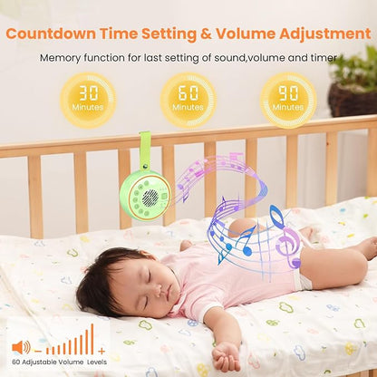 White Noise Machine Portable Sound Machine with 22 Soothing Sounds for Kids Adults, 4 Modes Night Light,3 Sleep Timer,Sound Therapy for Home Office Travel,Green