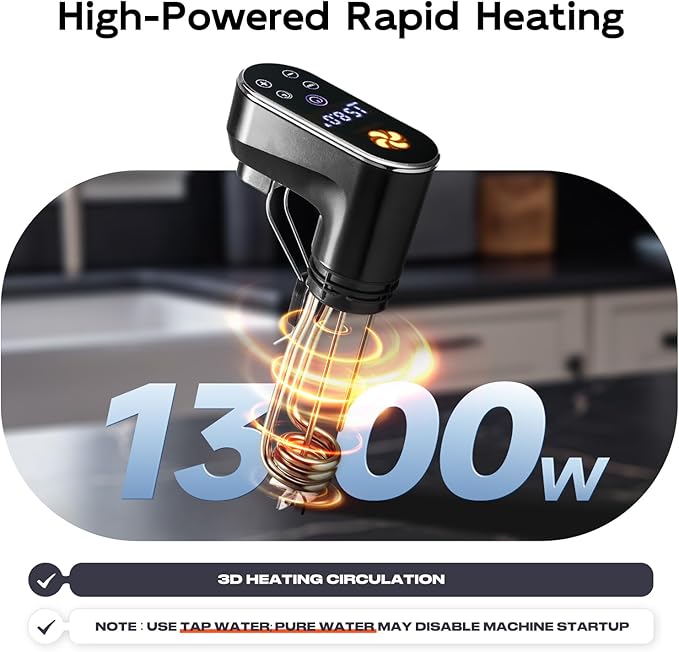 Sous Vide Machine,1300 Watts, Immersion Circulators, Sous Vide Precision Cooker, Steak Cooker, Temperature and Time Digital Display Control, Ultra-Quiet,Fast-Heating,Easy to store,IPX7 Waterproof