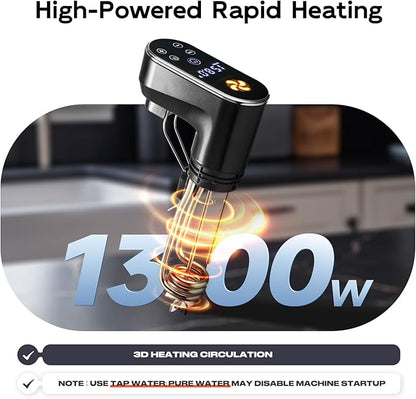 Sous Vide Machine,1300 Watts, Immersion Circulators, Sous Vide Precision Cooker, Steak Cooker, Temperature and Time Digital Display Control, Ultra-Quiet,Fast-Heating,Easy to store,IPX7 Waterproof