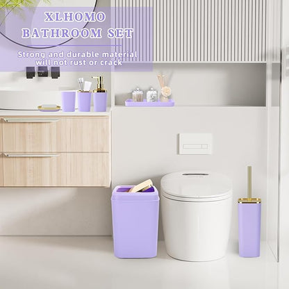 Bathroom Accessories Set - 26PCS Purple Bathroom Set, Bathroom Accessory Set with Shower Curtain and Rugs and Bathtub Mats for Home