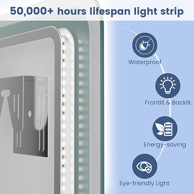 STARLEAD 20"x28" LED-Bathroom-Mirror-with-Lights, Wall-Mounted with Bluetooth Speaker, Anti-Fog, 3 Color Temperature, Dimmable Brightness, Waterproof, Tempered Glass, Frontlit & Backlit