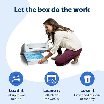 PetSafe Legacy ScoopFree Crystal Pro Self-Cleaning Automatic Cat Litter Box - Front-Entry Motion-Sensing Cat Box with Integrated Health Counter - Includes 1 Disposable Crystal Litter Tray
