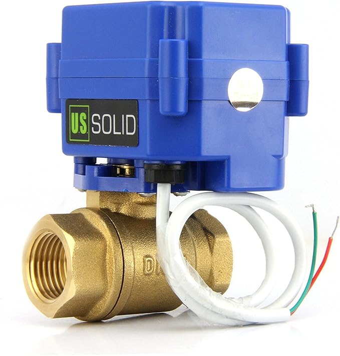 U.S. Solid 1" Motorized Ball Valve 85-265V AC Brass Electrical Ball Valve, 2 Wire Auto Return Setup Normally Closed