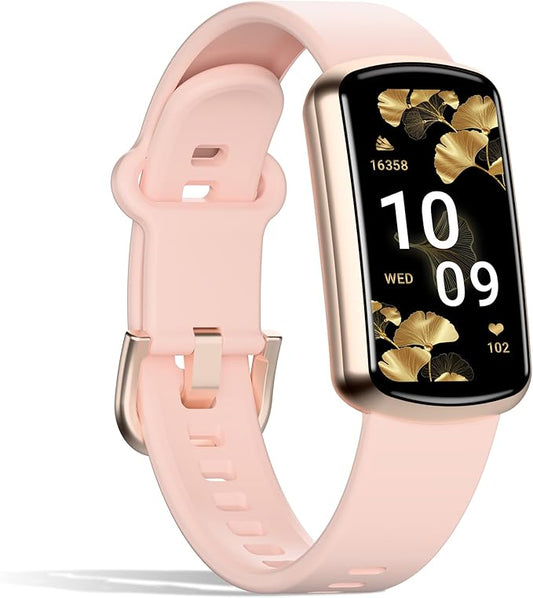 Health Fitness Tracker, Smart Watch with 24/7 Heart Rate, Activity Tracker with Blood Pressure and Blood Oxygen Monitor, 120 Sport Mode Waterproof Sleep Tracker for Women Men (Pink)