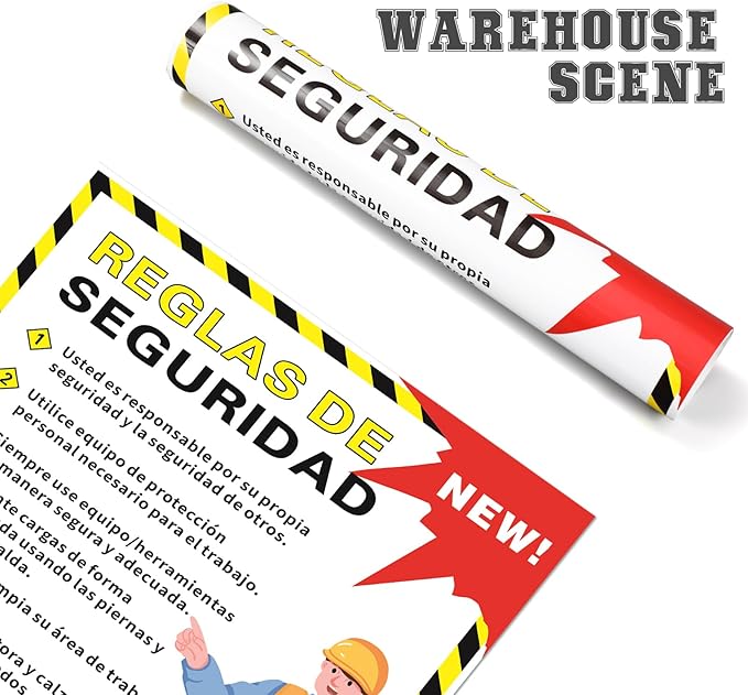 Spanish Workplace Safety Rules Poster 18" x 24" Industrial Safety Sign Security Poster for Employees Factories, Warehouses, Office Construction Sites Waterproof Tear Resistant