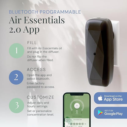 Air Esscentials The Diamond Smart Scent Air Machine for Home, Bluetooth App-Controlled, Covers up to 500 sq. ft, 100mL Waterless Fragrance Oil Diffuser with Cold Air Aromatherapy, Black