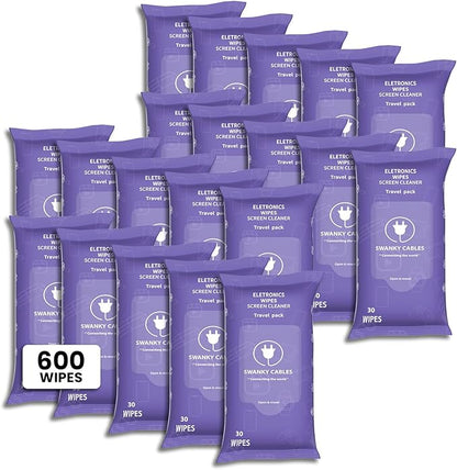 Screen Cleaner Wipes: Electronic Wipes for Screens - Computer Screen Wipes for Lens, Phone, Tv Screen and Monitor Cleaning - Tech Wipes & Microfiber Cloth (Soft Wipes, 600 Count)