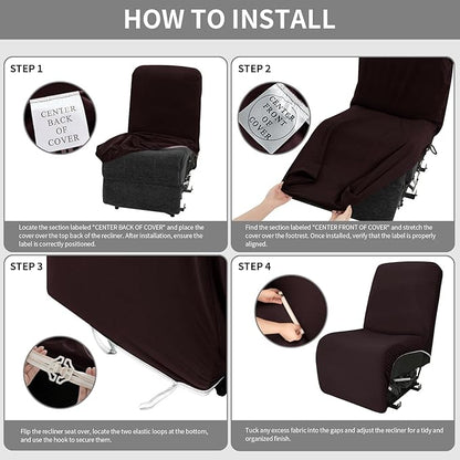 Easy-Going 100% Waterproof Recliner Cover Additional Seat Cover for Reclining Couch, Stretch Sofa Covers Washable Furniture Protector for Kids & Pets, 1 Seat, Chocolate