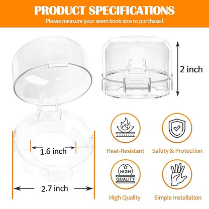 Stove Knob Covers for Child Safety (6 Pack), Stove Knob Safety Covers, Childproof Oven Lock Knob Covers with Adhesive, Prevent Kids-Pets from Gas Stove Knob Locks, Heat-Resistant Upgraded-Clear