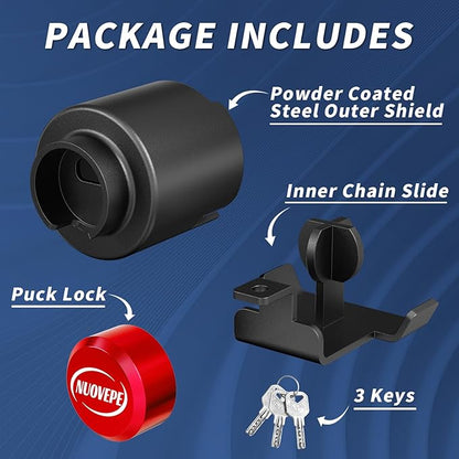 Trailer Lock Fits 2 5/16 Inch Couplers, Secures Safety Chains Anti-Theft Ball Hitch Lock, Pry-Resistant & Heavy-Duty Trailer Hitch Locks for RV | Cargo | Camper | Dump Trailer (Red)