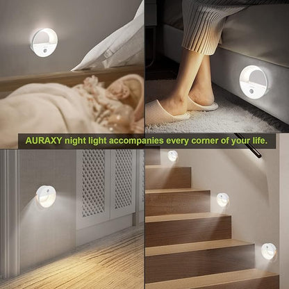 Rechargeable Motion Sensor Night Light, Battery Night Lights LED Cool White Magnetic Stick-on Motion Sensored Hallway Light, with Dusk to Dawn Sensor for Stair, Wall, Bedroom, Bathroom(1 Pack)