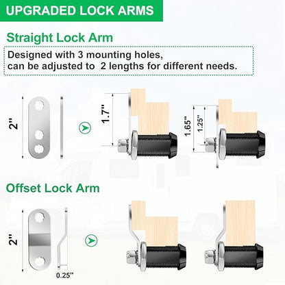 10 Pack Cabinet Lock with Keys, 7/8" RV Storage Locks Keyed Alike, RV Locks for Storage Door, Camper Cabinet Door Toolbox Lock Mailbox RV Cam Locks with Manual (Black -10 Pack, 7/8 Inch)…