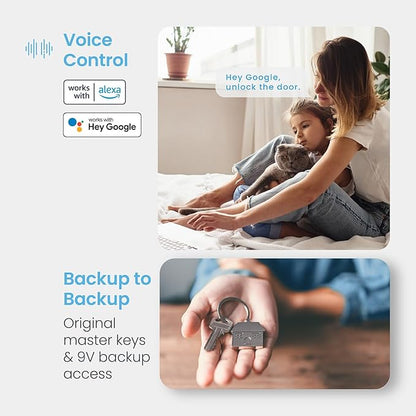 Lockly Secure Pro Smart Deadbolt, Wi-Fi Smart Lock, Keyless Entry with PIN Genie® Keypad, 3D Biometric Fingerprint, Auto Lock, Rekeyable-Satin Nickel