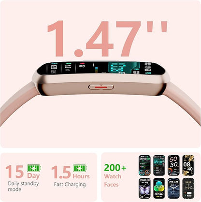 Health Fitness Tracker, Smart Watch with 24/7 Heart Rate, Activity Tracker with Blood Pressure and Blood Oxygen Monitor, 120 Sport Mode Waterproof Sleep Tracker for Women Men (Pink)