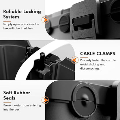 RESTMO 5-Piece Outdoor Waterproof Electrical Box Set – 12.5" x 8.5" x 5" Large & 7.1" x 2.3" x 2.3" Small, Weatherproof Boxes for Power Strip, Outlet, Plug, Socket, Timer, Holiday Light, Black
