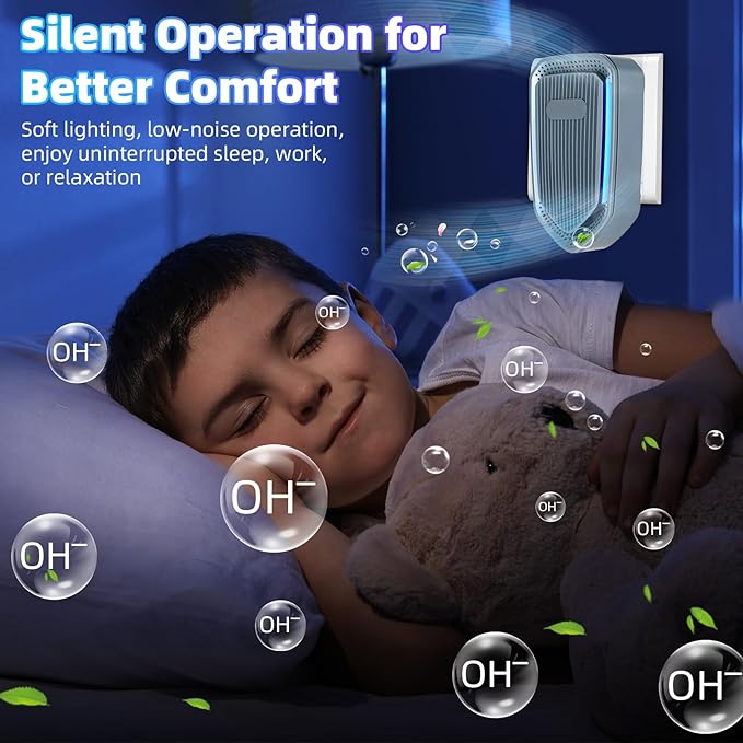 Negative Ion air Purifier, Silent Plug-in Air Purifier,Mini Portable Air Ion Generator, Absorbing Smoke and Dust, Purifying Air is Suitable for Bedroom, Study, Kitchen, Bathroom and Living Room (6)