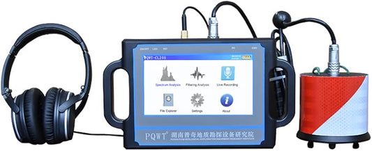 PQWT CL500 Water Leak Detectors for Home and Outside Wall Water Pipe Detector Acoustic Pipeline Leakage Detection Kit Professional Sensor Noise Reduce Headphone LCD Touchscreen Carry Case 5 Meters