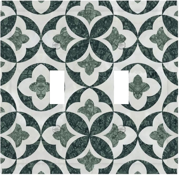 Green Luxury Modern Cubic Marble 2 Gang Double Toggle Decorative Light Switch Covers Electrical Faceplate Switch Plates for Bathroom Kitchen Home