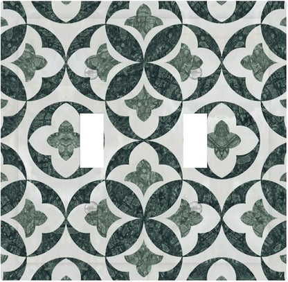 Green Luxury Modern Cubic Marble 2 Gang Double Toggle Decorative Light Switch Covers Electrical Faceplate Switch Plates for Bathroom Kitchen Home
