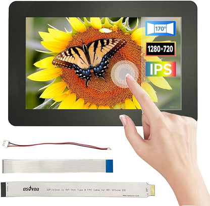 OSOYOO 7 inch DSI Touch Screen 720×1280 IPS Display, DSI Power & Video (No Extra Cables), Portrait/Landscape Rotatable Bare Screen for Raspberry Pi4B/3B+/3B/3A+/5