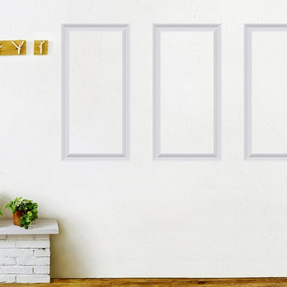3 PCS Premade Wainscoting Panels Accent Wall Panels for Interior Wall Decor Easy DIY Build and Batten Chair Rail & Picture Frame Door Decor (8 x 16 in)