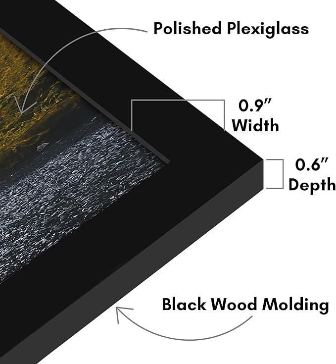 Americanflat 14x36 Poster Frame with Polished Plexiglass - Signature Collection - Gallery-Style Frames Made of Engineered Wood - Photo Frame for Wall Display - Black