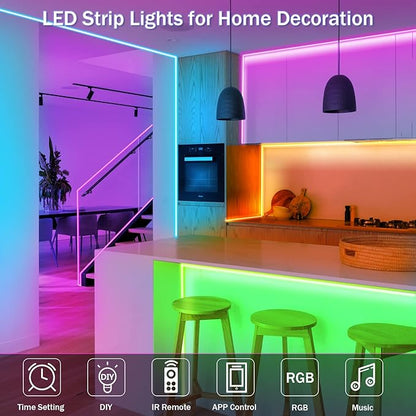 KEELIXIN LED Lights Music Sync RGB LED Strip Lights with APP & Remote Control (130ft)