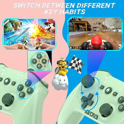 Bluetooth Controller for Switch/Mac/PC/Steam/Mobile Phone/iOS/Android//TV/iPad/Table/Apple Arcade MFi Games, switch pro controller wireless with Adjustable Dual Motion,Turbo,Macros,6-Axis,Wake Up for Black Myth: Wukong (Black) (Purple) (Green)