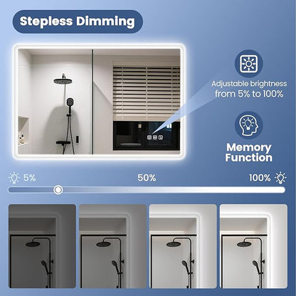 STARLEAD 24"x32" LED-Bathroom-Mirror-with-Lights, Wall-Mounted with Bluetooth Speaker, Anti-Fog, 3 Color Temperature, Dimmable Brightness, Waterproof, Tempered Glass, Frontlit & Backlit