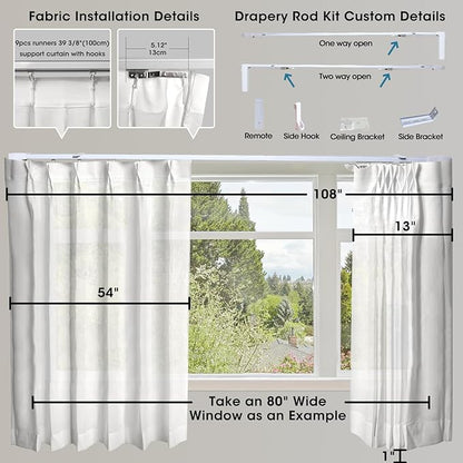 SmartWings Automatic Curtain Opener with Drapery, Motorized Vertical Blinds with Remote, Electric Closet Doors Sliding Panels Compatible with Alexa Google Homekit, Sheer Phantom Ethereal