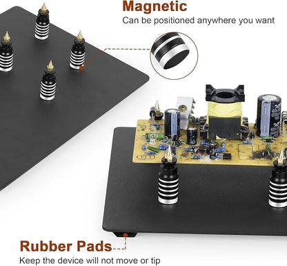 Helping Hands Soldering Circuit Board Holder Magnetic Third Hand Tools with 3X LED Magnifying Lamp, 360 Hot Air Gun Holder, Flexible Metal Arms Heavy Duty Base Electronic Repair Tool Magic Hand