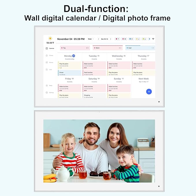 15.6 inch Digital Wall Calendar Touchscreen, Chore Chart, IPS FHD,Wall Planner, Smart Family Schedules, Wall Mount Included，Auto-Rotate, Wall Organizer, Children's or parents' birthdays, Christmas