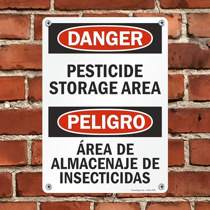 SmartSign "Danger - Pesticide Storage Area" Bilingual Sign | 10" x 14" Plastic