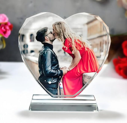 FANF&YKPY Personalized Crystal Custom Color Pictures - Heart-shaped Crystal Photo Frame, Birthdays, gift for her, Wedding Gifts, for Girlfriends, Husbands,Wife,Friends,Parents