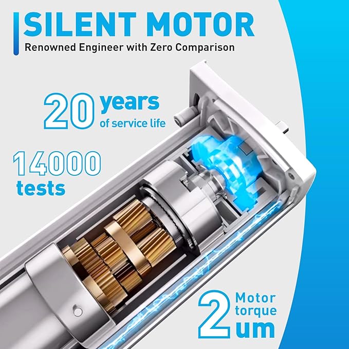 Smart Electric Curtains Track, Ceiling Curtains Track Adjustable Retractable Motorized Curtain Rod From 70 to 129 Inches, Automatic Curtain Opener, Work with Alexa/Google Home/Tuya Voice Control