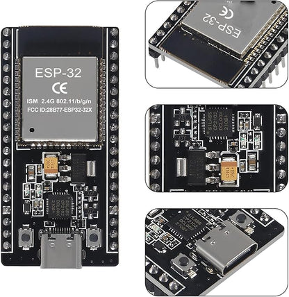 3 Set ESP32 Development Board Type C 38Pin Narrow Version WiFi + Bluetooth Microcontroller ESP-32 ESP-32S Board ESP-WROOM-32 with ESP32 Breakout Board GPIO 1 into 2 Terminal Screw Board