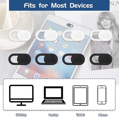 50 Pcs Webcam Cover Slide, 0.023 Inch Ultra-Thin Universal Laptop Camera Cover Slide Webcam Cover for Laptop, Computer(White+Black)