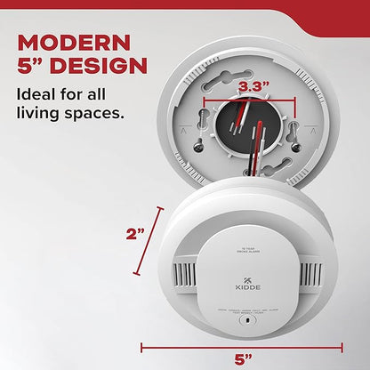 Kidde Hardwired Smoke Detector for Home, 10-Year Battery Backup, Interconnectable, LED Notification, 3-Pack