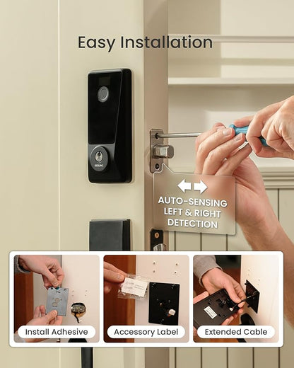 DESLOC WiFi Smart Lock D110 Plus, Built-in Wi-Fi No Hub Needed, Fingerprint Keyless Entry Front Door Lock, Touchscreen Keypad Deadbolt, Remote Control, Auto Lock, Anti-Peep PIN, BHMA, Alexa Compatible