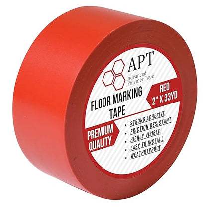 APT, Multi Color Marking Tape, Premium Safety Marking and Dance Floor Splicing Tape, 6 mil Thick (Red, 1 Roll)