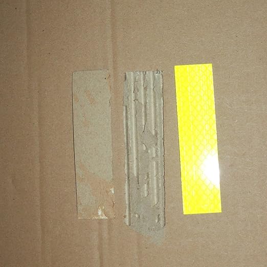 Non Fading Fluorescent Yellow Reflective Stickers 1 inch X 4 inch, Outdoor Waterproof High Visibility Safety Adhesive Reflector (50 Pcs)